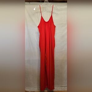 Women's Red Wide-Leg Jumpsuit